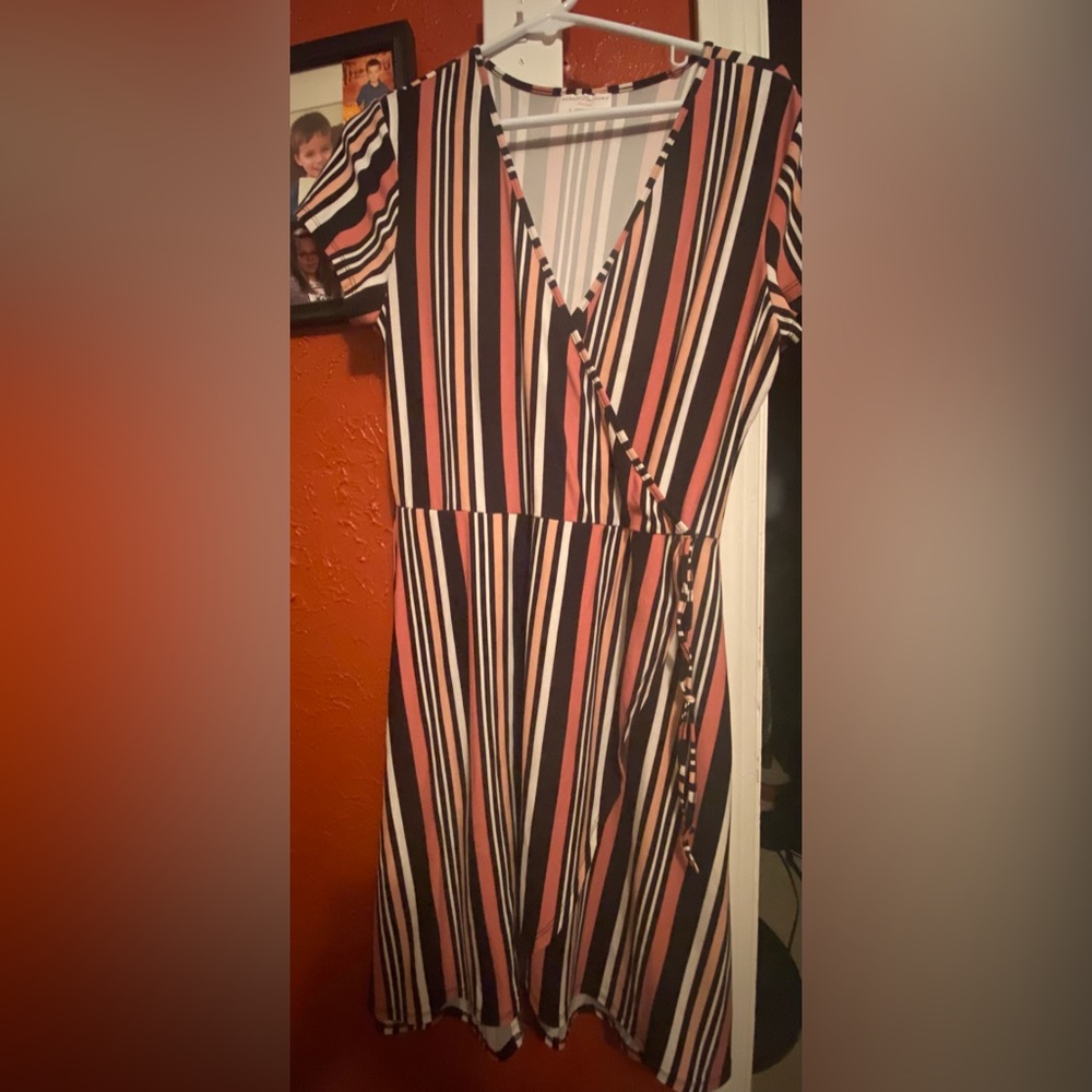 Stripped wrap dress
